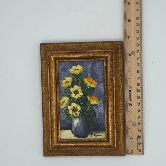 Vintage Yellow and Orange Floral Painting - Picture 5 of 5